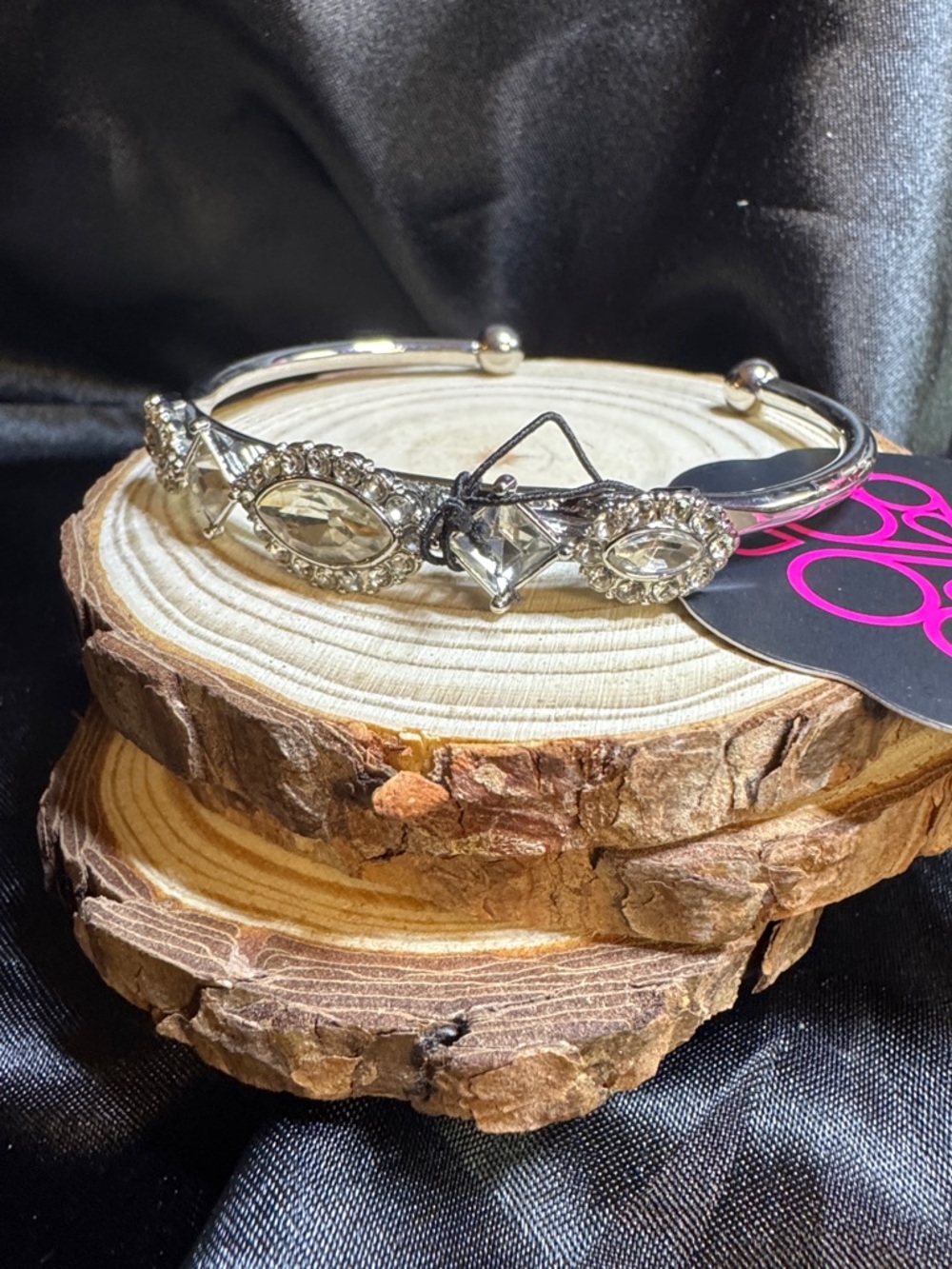paparazzi Silver Crystal Marquise Bangle Bracelet